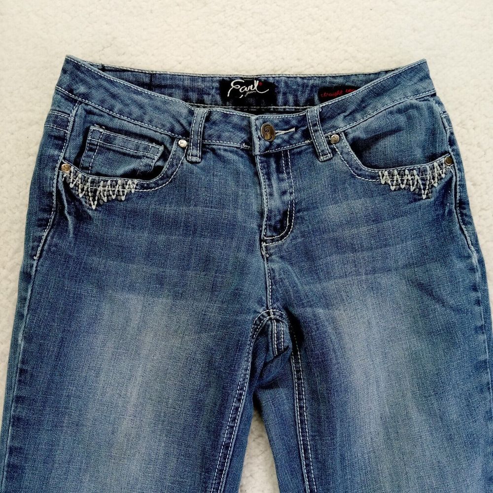 Earl Jean Jeans Women 27x28* Straight Leg Medium Wash Denim - Picture 2 of 11